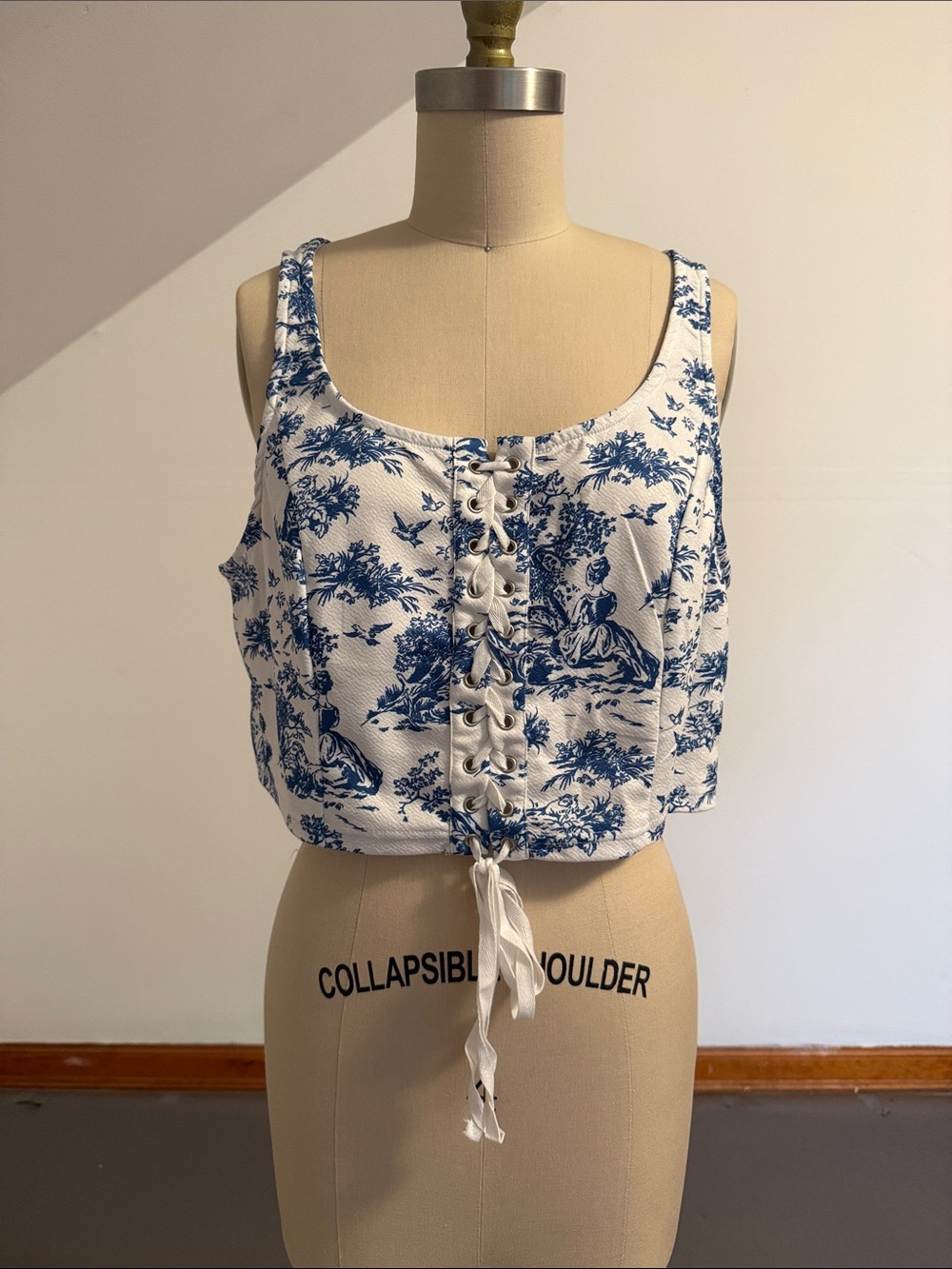Printed Lace Up Crop Top